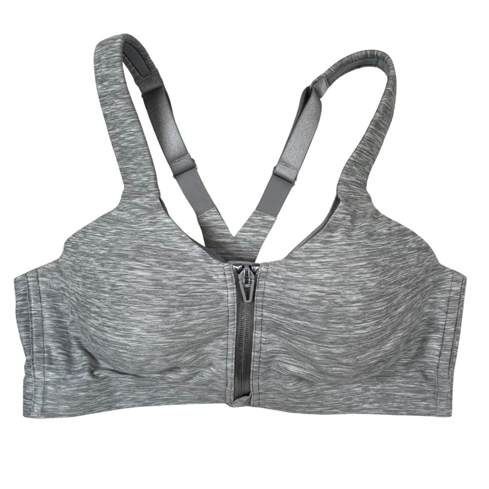 Victoria's Secret Knockout Sports Bra Womens 34C Gray Zip Front Max Support